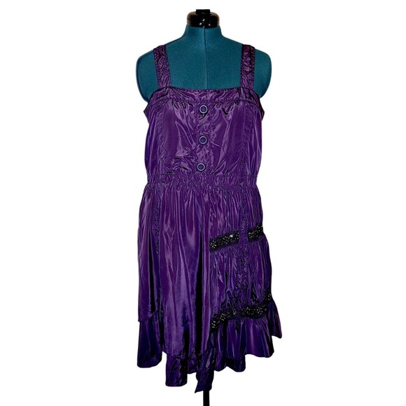 Pretty Angel Purple Corset Lace-Up Beaded WhimsyGoth Dress Indie Sleeze … - Picture 1 of 8